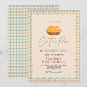 Convites Torta de abóbora Cutie Pie Outono xadrez Primeiro