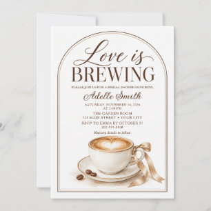 Convites Torta de Chá de Noiva de Café Love Is Brewing com