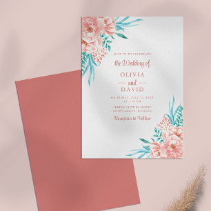 Convites Tosca Floral Rosa Pêssego Casamento de Verão