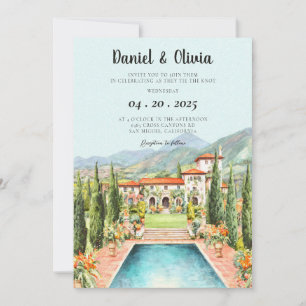 Convites Toscana Itália Casamento Destino Aquarela