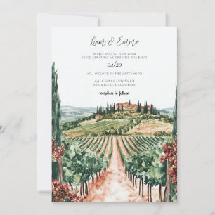 Convites Toscana Itália Watercolor Vinatge Casamento
