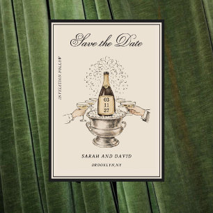 Convites Toste de Champanhe Vintage Casamento Salve a Data