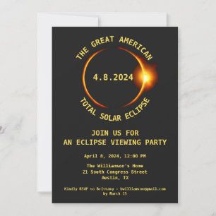 Convites Total Solar Eclipse View Party 4/8/2024 EUA
