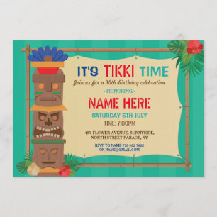 Convites Totem PoIe de Luau da festa de aniversário de Tik