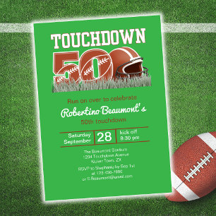 Convites Touchdown Fifty Aniversário de 50 anos engraçado d