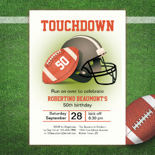 Convites Touchdown Fifty Futebol Antigo Aniversário de 50 a