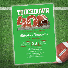 Convites Touchdown Quarty Engraçado aniversário de 40 anos 