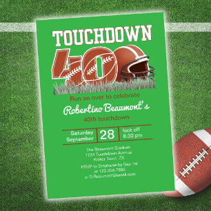 Convites Touchdown Quarty Engraçado aniversário de 40 anos 
