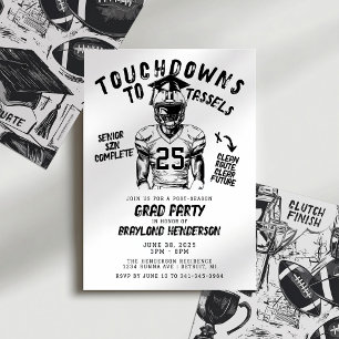 Convites Touchdowns para Borlas Festa de Graduação de Futeb