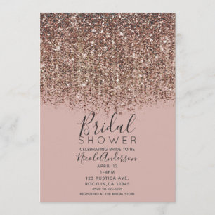 Convites Toupe Bege Rosa Bronze Dourado Brilho Chá de Bebê