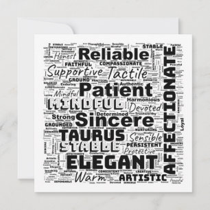 Convites Touro Nuvem de Palavras Zodiacais Inspiração