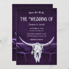 Convites Touro Ocidental Vaca Crânio Escuro Roxo Roxo Russo