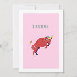 Convites Touro Rosa, zodíaco, impressão de signo estelar