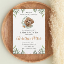 Toy Poodle Apricot Brown Boho Greenery Chá de fral