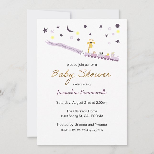 Convites Toy Train Animal Passengers Baby Shower (Frente)
