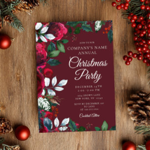 Convites Trabalho Floral de Inverno Festivo Festa de Natal 