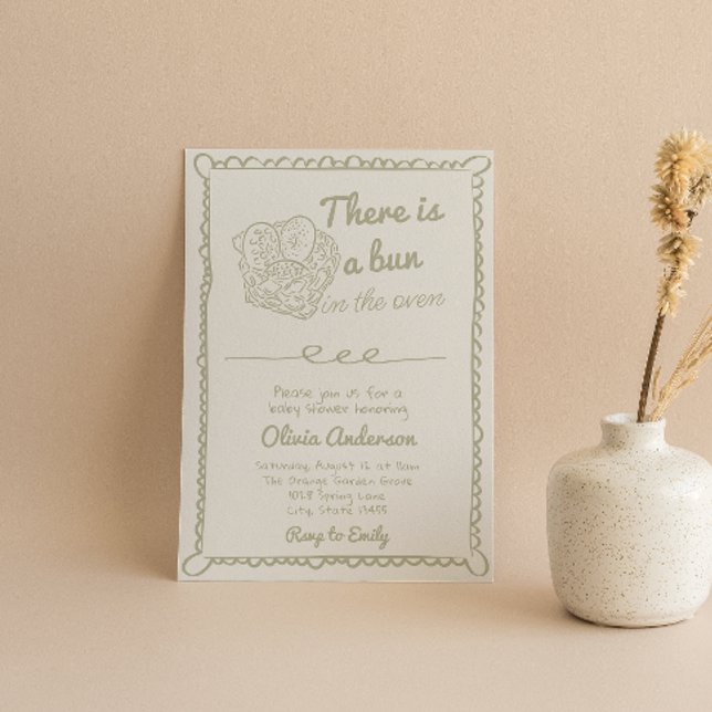 Convites Traço Verde De Mão Desenhado No Chá de fraldas For (Criador carregado)