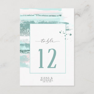 Convites Traços de Pintura Abstrata Mesa de Casamento Teal