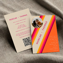 Convites Traços Laranja Cor-de-Rosa Laranja Retro 70s 80s C