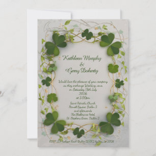 Convites Tradicional Irish Shamrock Lucky Clover
