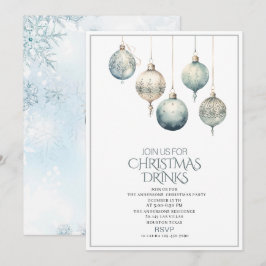 Convites Tradicional Watercolor Winter Merry Christmas Invi