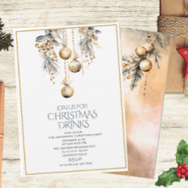 Convites Tradicional Watercolor Winter Merry Christmas Invi