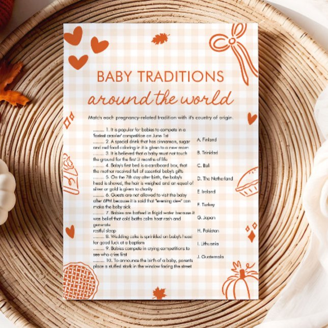 Convites Tradições de Bebês Desenhadas à Mão ao Redor do Mu (Hand Drawn Baby Traditions Around The World Game)