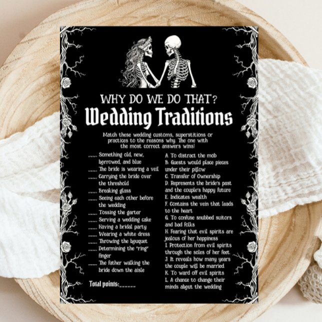 Convites Tradições de Casamento de Esqueleto de Halloween J (Halloween Skeleton Wedding Traditions Bridal Game)