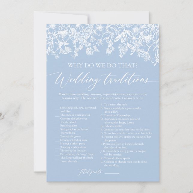 Convites Tradições de Casamento Dusty Blue Jogo de Chuveiro (Frente)