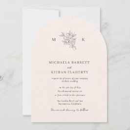 Convites Traditional Blush Pink Monogram Wedding Invitation