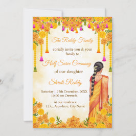 Convites Traditional Half Saree Ceremony Invitation