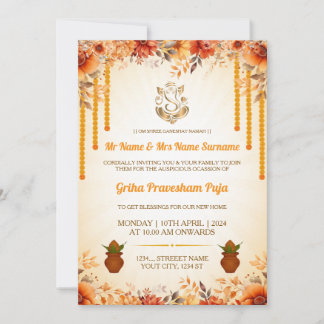 Convites Traditional Indian Griha Pravesham Invitation