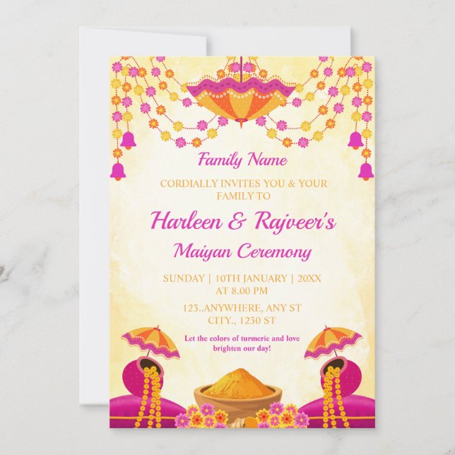 Convites Traditional Maiyan Ceremony Invitation Card (Frente)