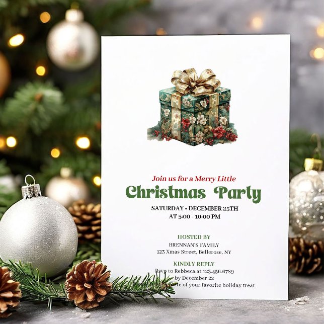 Convites Traditional vintage Christmas present party invite (Traditional vintage Christmas angel party invite

)