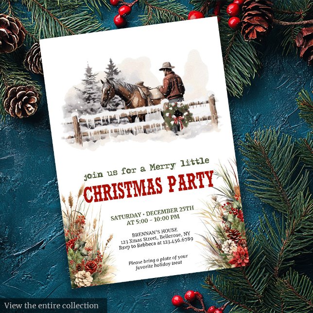 Convites Traditional Western Christmas party invite digital (Traditional Western Christmas party invite digital

)