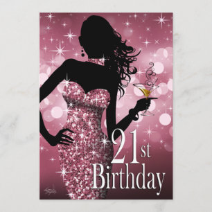 Convites Traga o aniversário de 21 anos do Bling Sparkle  
