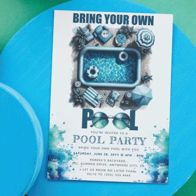 Convites Traga Sua Própria Festa de Verão na Piscina  (Criador carregado)