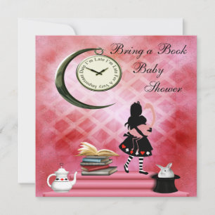 Convites Traga um Chá de fraldas de Alice e Flamingo Rosa