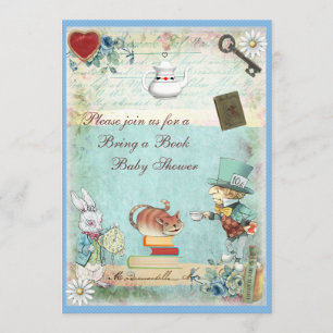 Convites Traga um Chá de fraldas de Gato de Chapéu Louco e 