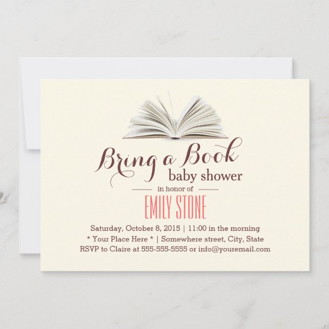 Convites Traga um Chá de fraldas de Livro (Frente)