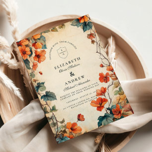 Convites Trailing Floral Autumn Wedding