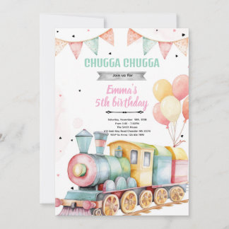 Convites Train party girl invitation