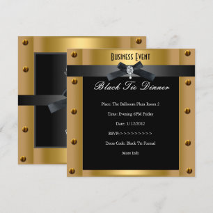 Convites Traje Formal Preto Gravata Ouro Metal Corporativo