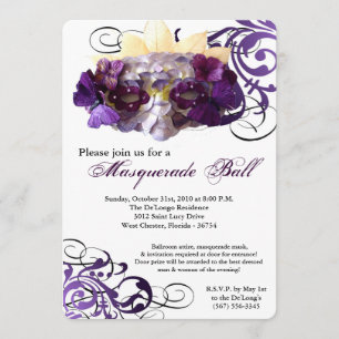 Convites Traje roxo o Dia das Bruxas da máscara do