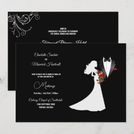 Convites Traje Smoking & Silhueta da Noiva Casamento B&W