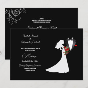 Convites Traje Smoking & Silhueta da Noiva Casamento B&W
