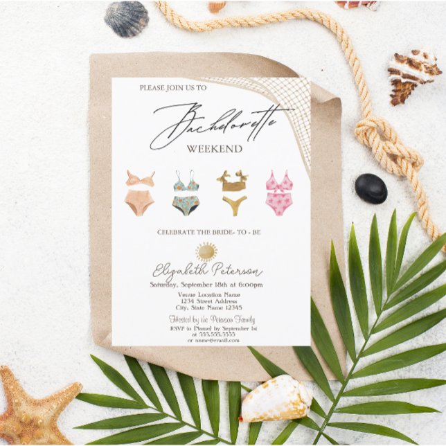 Convites Trajes de Natação Praia Tropical Festa de Solteira (Criador carregado)