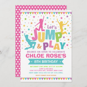 Convites Trampolim feminino da casa do salto da festa de