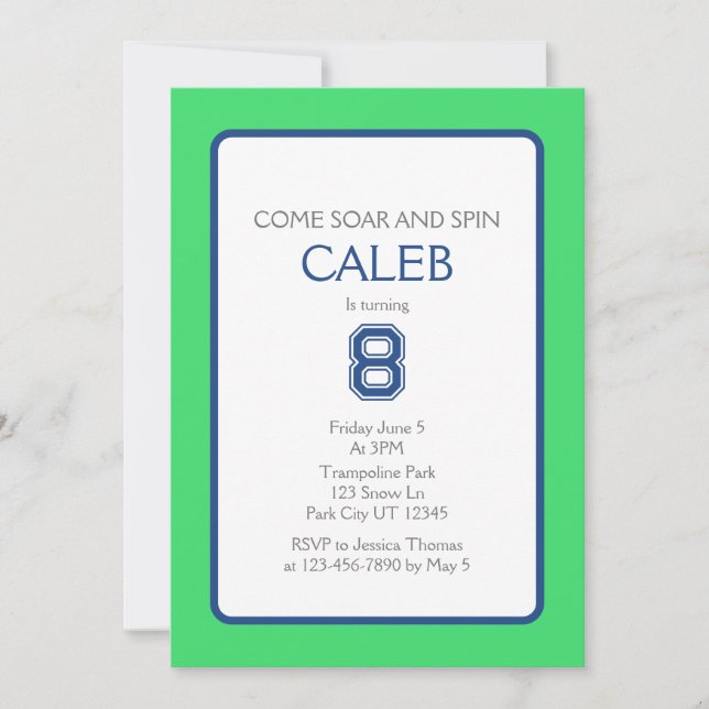 Convites Trampoline Park Soar e Spin Birday (Frente)