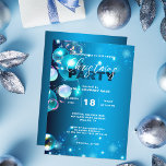 Convites Tranquil Blue Winter Night Corporate Christmas<br><div class="desc">Convide seus convidados com este convite de festas de Natal personalizável e único! A design apresenta um fundo azul, que lembra um tranquilo céu noturno de inverno. Flutuando em meio a esse pano de fundo sereno estão bolhas azuis de Natal e bolhas de diferentes tamanhos, suas matizes vão do azure...</div>